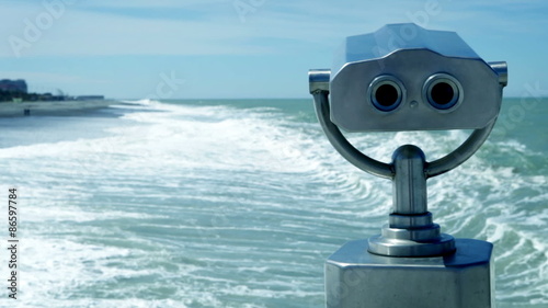 Sighting telescope on the seaside