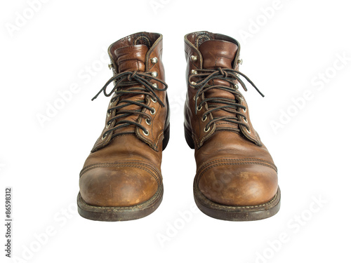 Men's leather shoes isolated on white background. Clipping path.