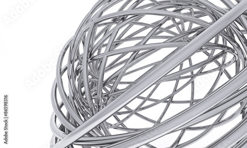 bent chrome pipes on a white background