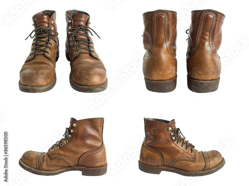 Men's leather shoes isolated on white background. Clipping path.