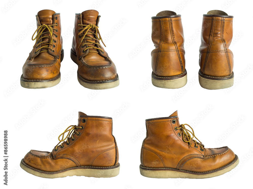 Men's leather shoes isolated on white background. Clipping path.