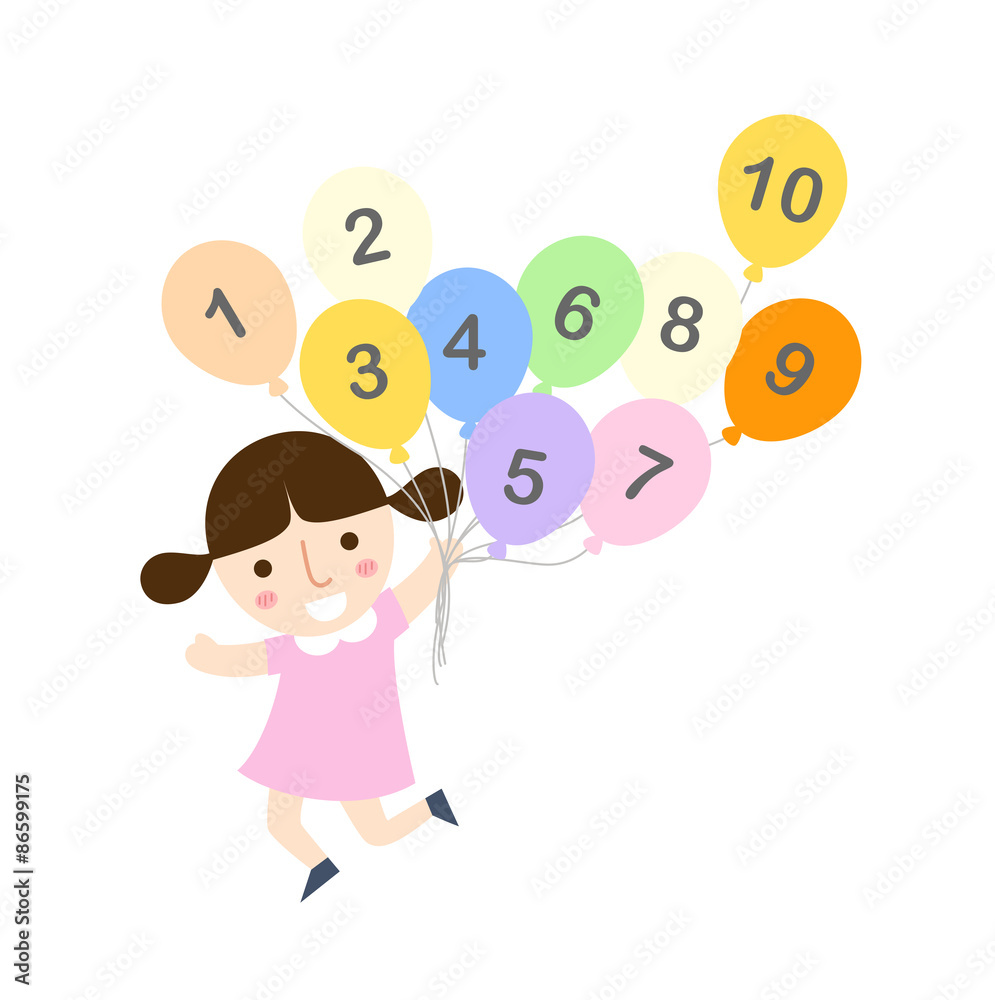 a young girl with balloon vector a young girl with balloon vector