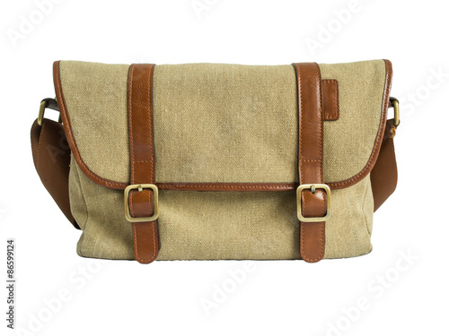 Brown camera-bag isolated on the white background. Clipping path.