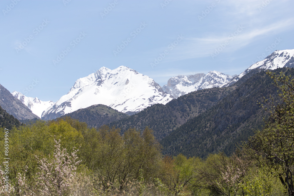 snowy mountains in Kazakhstan