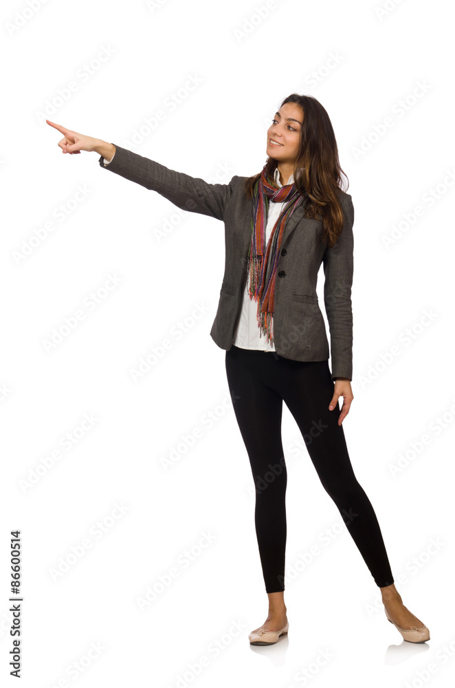 Girl in gray jacket isolated on white Girl in gray jacket isolated on white