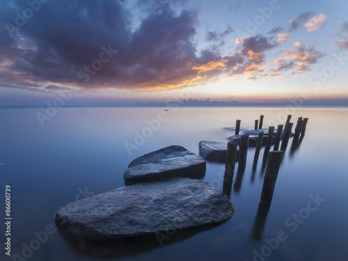 sunrise over the sea, stone harbor
