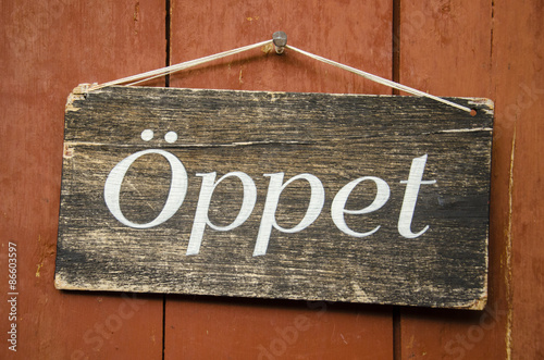 Swedish 'open' sign