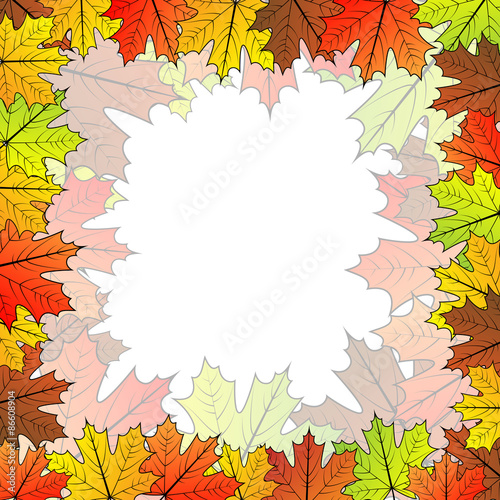 Autumnal maple leaf vector background with copy space in the cen