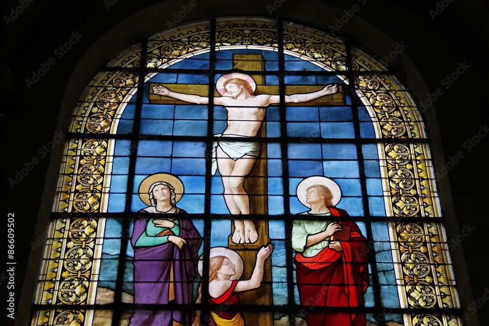 Passion du Christ, vitrail de l'église Saint-Roch à Paris	
