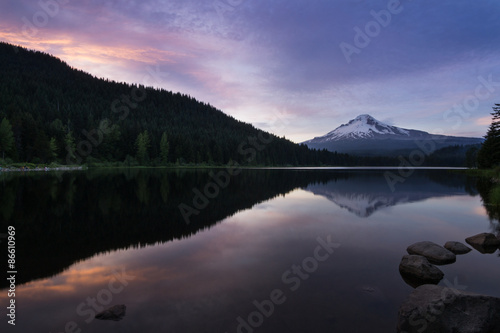Sunset on Mt Hood at Trillium Lake, Oregon