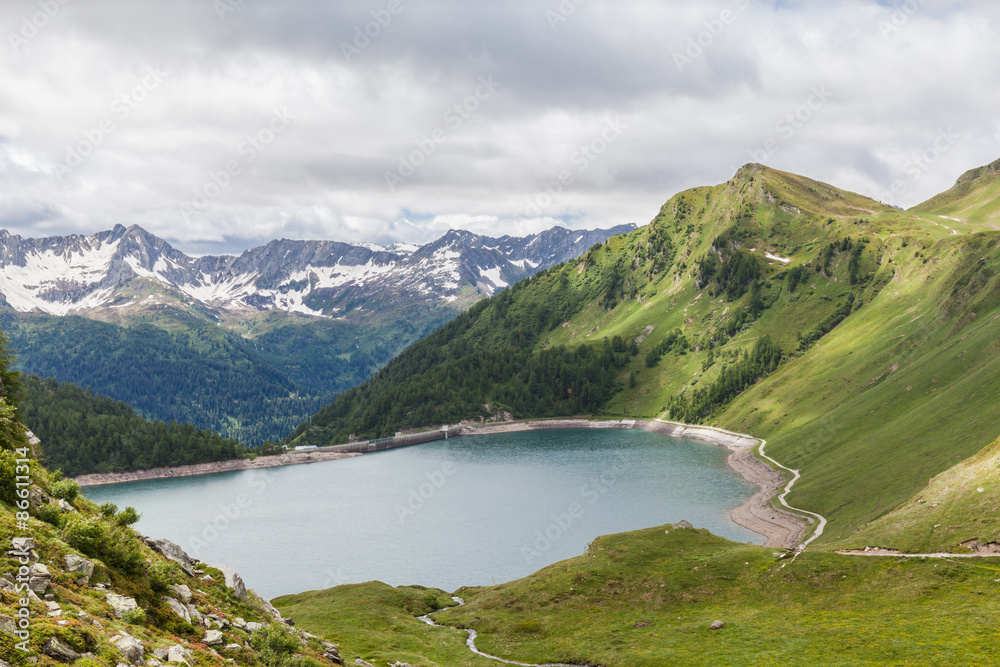 Lake of Ritom and the alps in Ticino, Switzerland