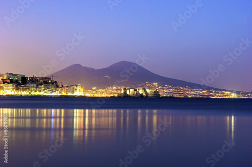 Port of Naples with Mount Vesuvius in the background