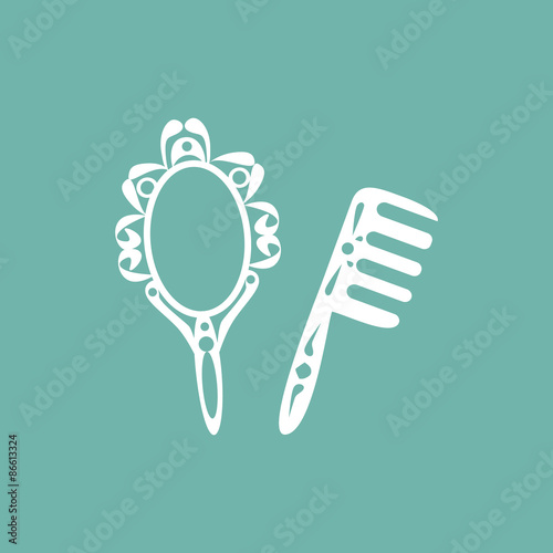 Mirror and hairbrush icon