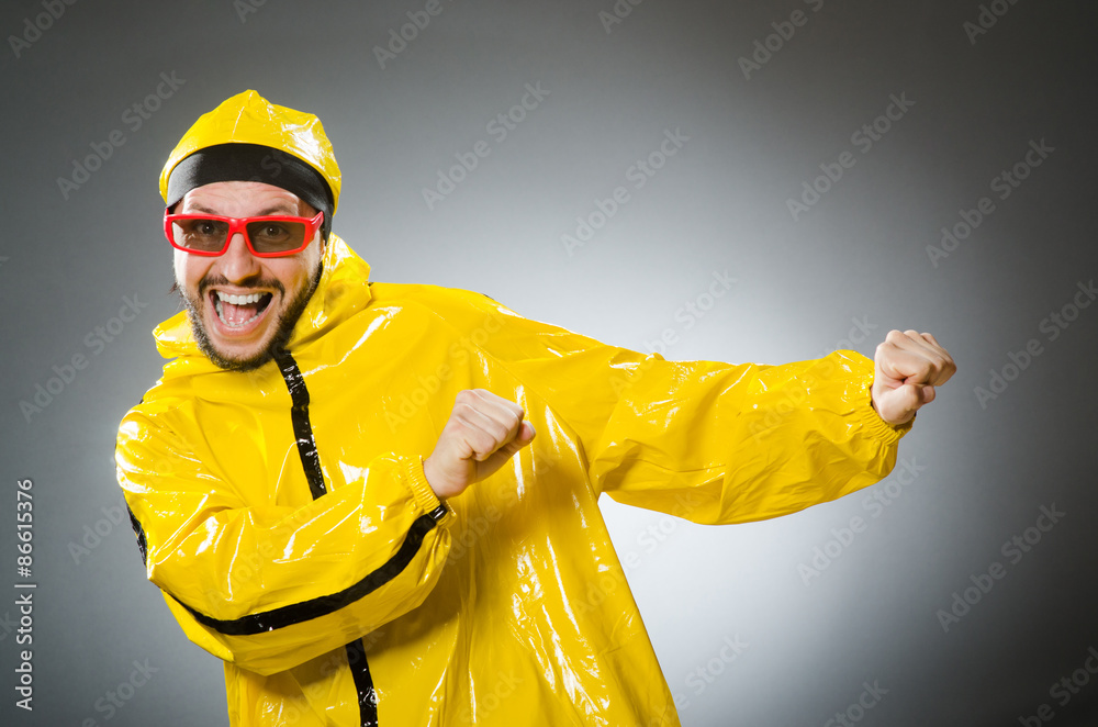 Funny man wearing yellow suit Funny man wearing yellow suit