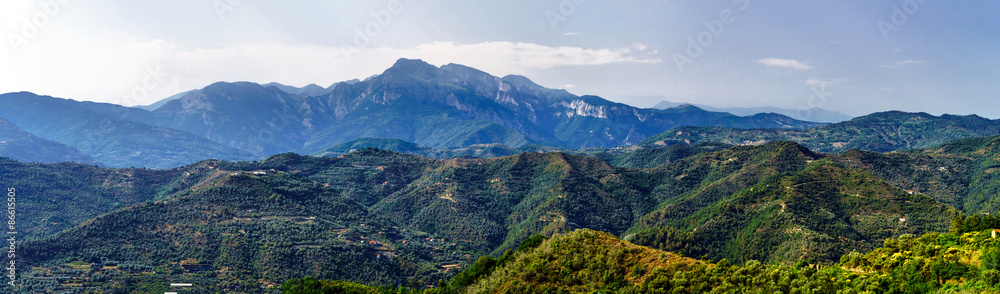 Fototapeta premium Beautiful panoramic view of italien mountains, tourism concept