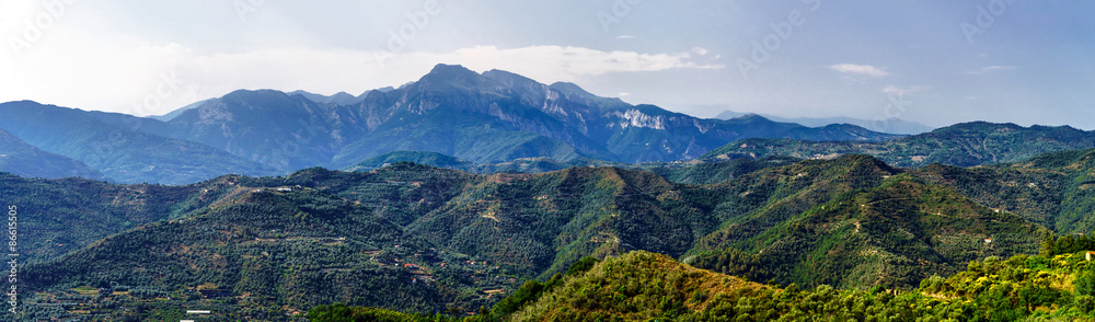 Beautiful panoramic view of italien mountains, tourism concept