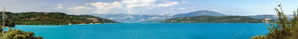Beautiful panoramic view to the Verdon lake, Provence, France
