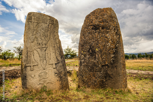 Megalithic Tiya stone pillars, Addis Ababa, Ethiopia photo