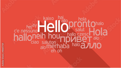 HELLO in different languages, word tag cloud