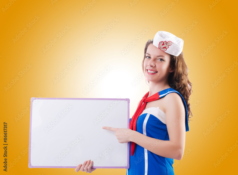 Young woman sailor in marine concept Young woman sailor in marine concept