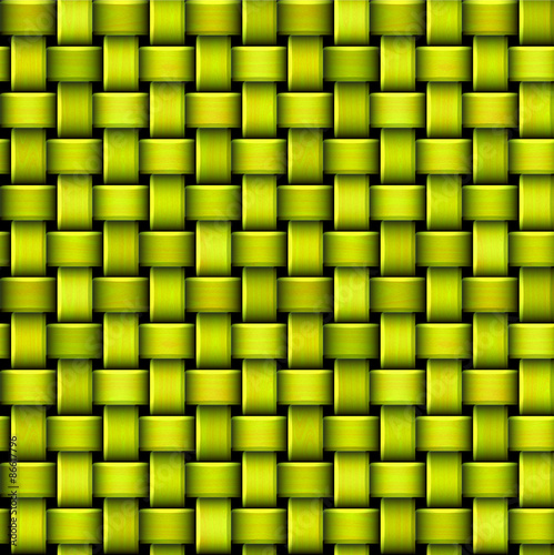 Seamless green and yellow pattern with intertwining structure resembling basket
