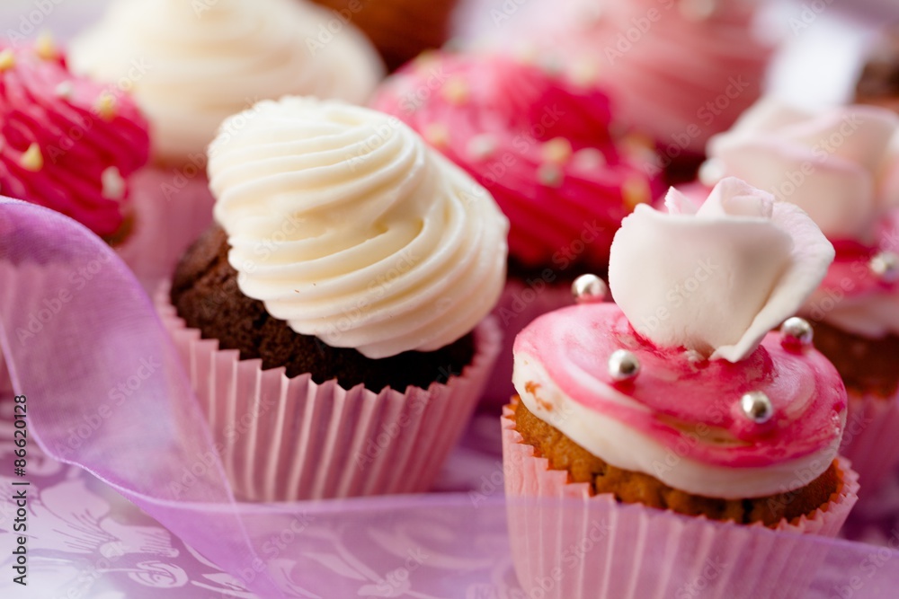 Cupcake, Pink, Dessert.