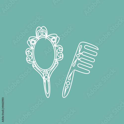 Mirror and hairbrush icon