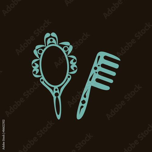 Mirror and hairbrush icon
