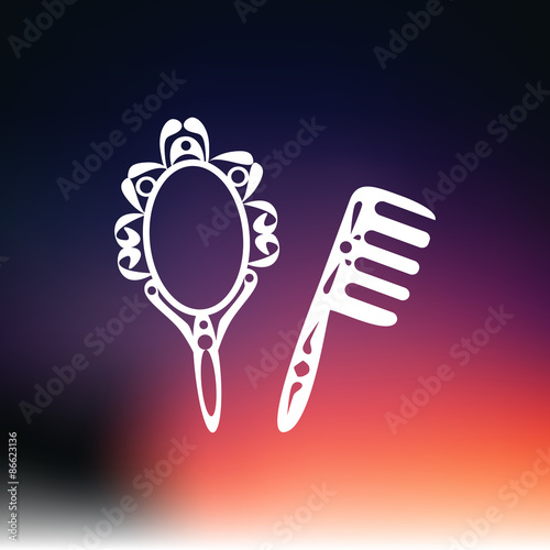 Mirror and hairbrush icon