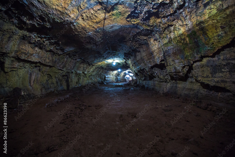 Obraz premium Interior of a lava tube in Galapagos