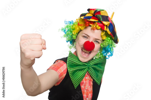 Female clown isolated on white