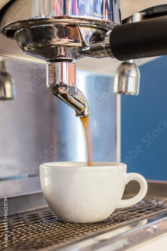 Coffee machine making espresso in a cafe.
