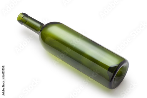 Empty green glass wine bottle