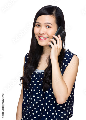 Woman talk to cellphone © leungchopan