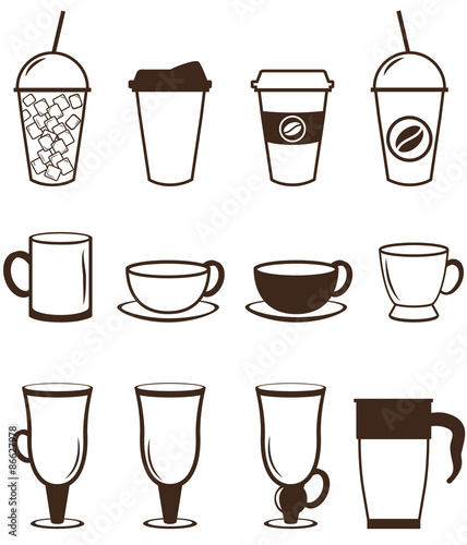 Coffee icons set. Buttons for web and apps. Vector illustration