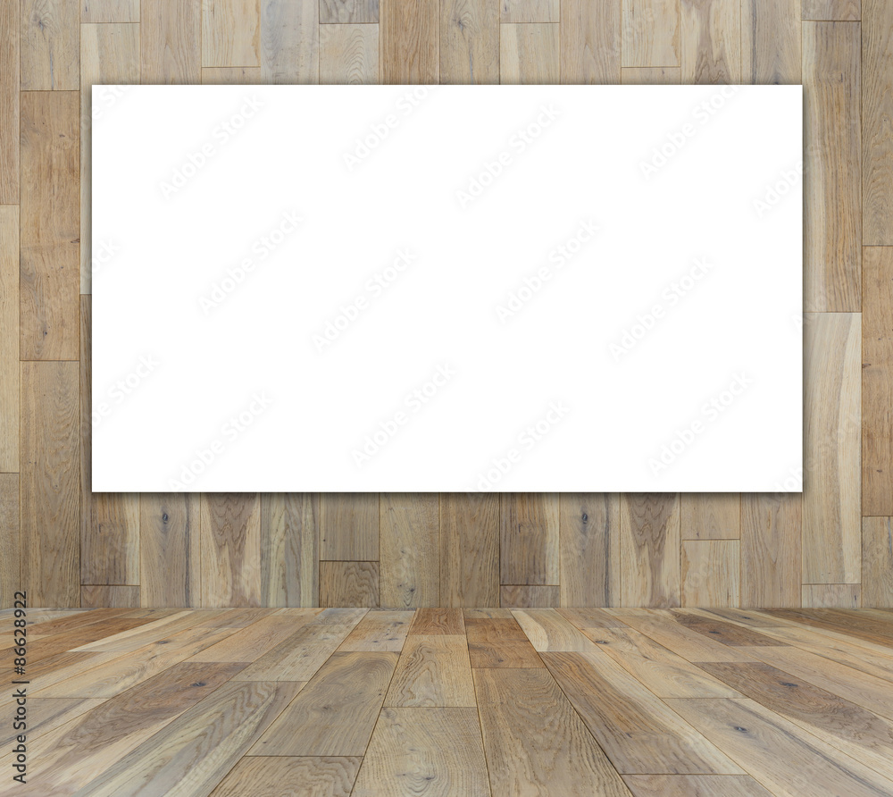 Blank frame in wood room for information message