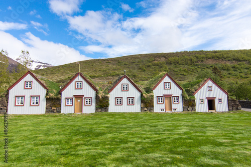 The historic Laufas farm near Akureyri in northern Iceland