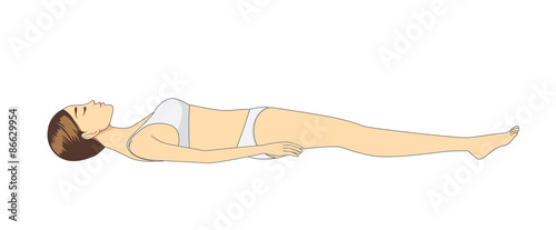 Side view of woman sleeping full body
Side view of woman sleeping full body on the white floor in cartoon style
