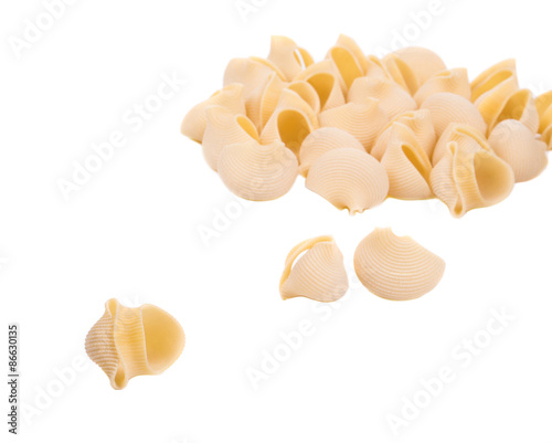 Close up of Italian pasta shells. 