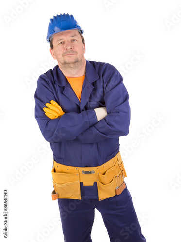 Worker in protective helmet. © indigolotos