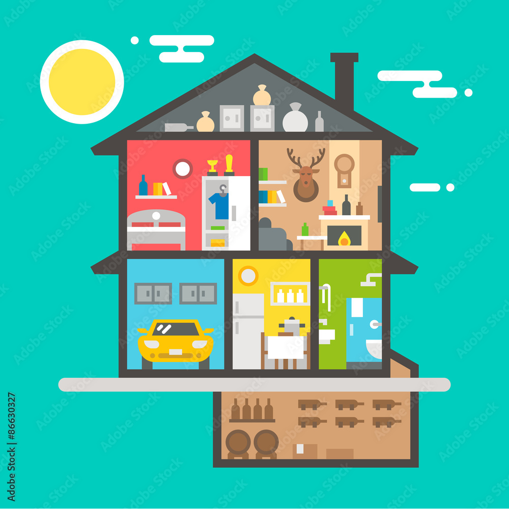 Flat design of house interior Flat design of house interior