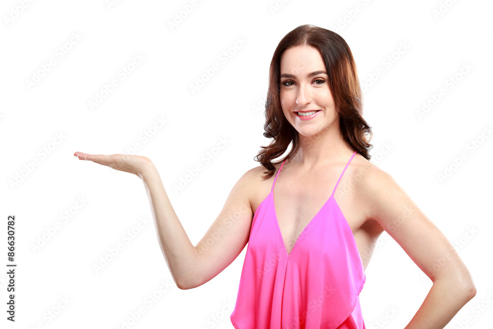 beautiful woman with presenting pose beautiful woman with presenting pose