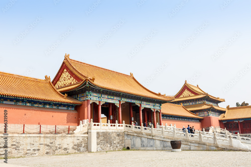 Beijing, China - on March 27, 2015: building scenery of Beijing the Forbidden City，the Forbidden City is the most famous scenic spots in China, is the world's cultural heritage.