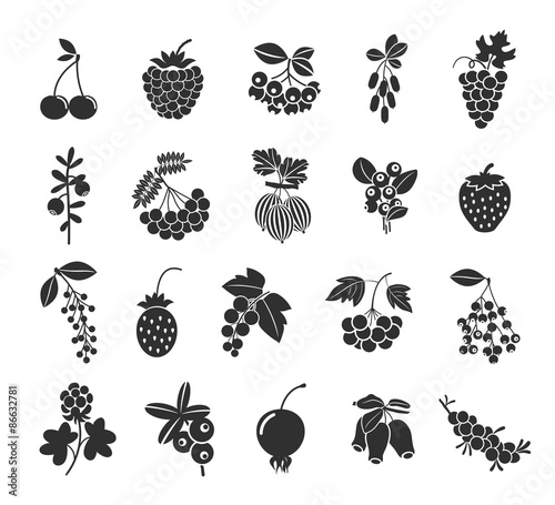 Berries silhouettes icons