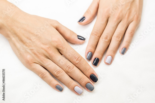 Beautiful manicure on hands of the girl