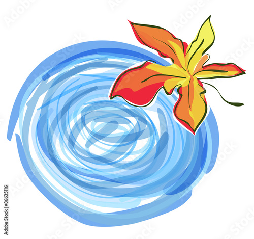 Maple Leaf, Rain and Puddle. Vector EPS 10