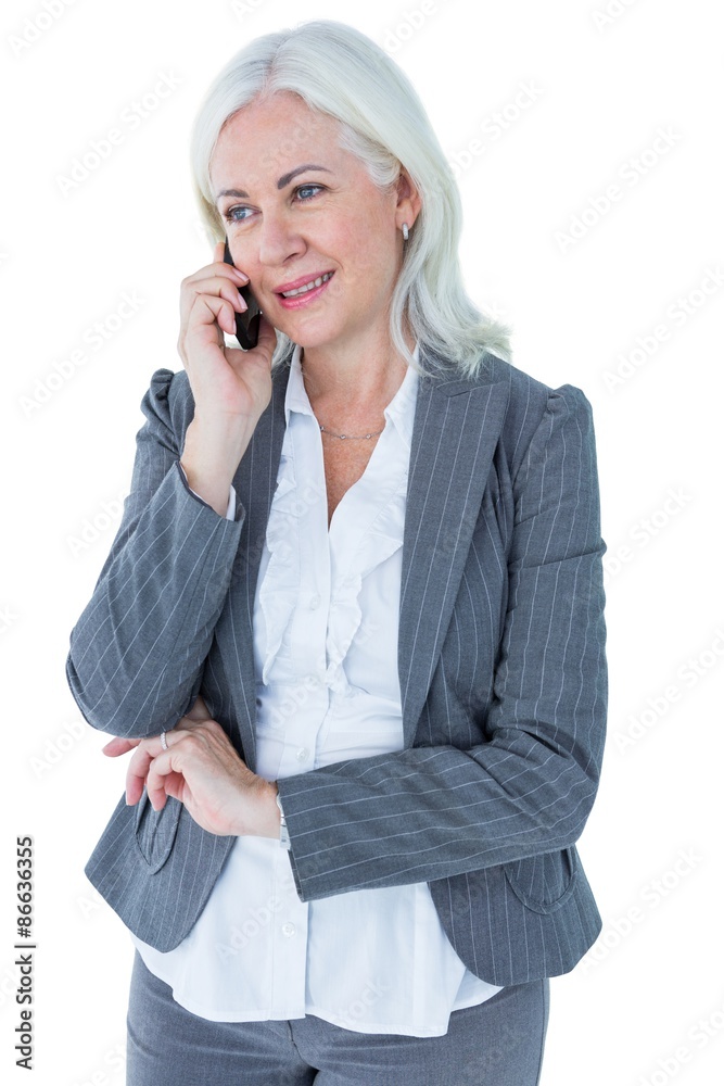 Happy businesswoman calling with smartphone Happy businesswoman calling with smartphone