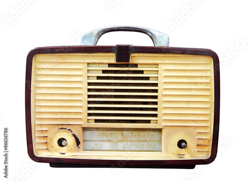 Vintage radio isolated over white clipping path.