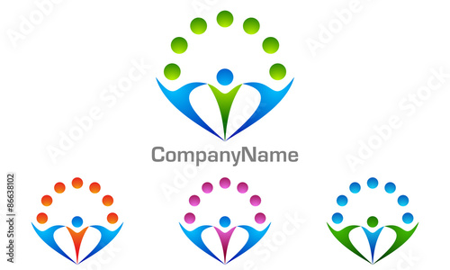 abstract, people, love, social, teamwork, success, vector, logo