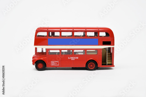 Red bus isolated on white background